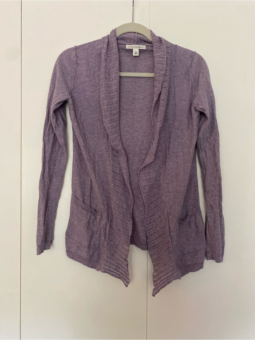 Banana Republic Lavender Open-Front Shawl Collar Sweater, women’s small